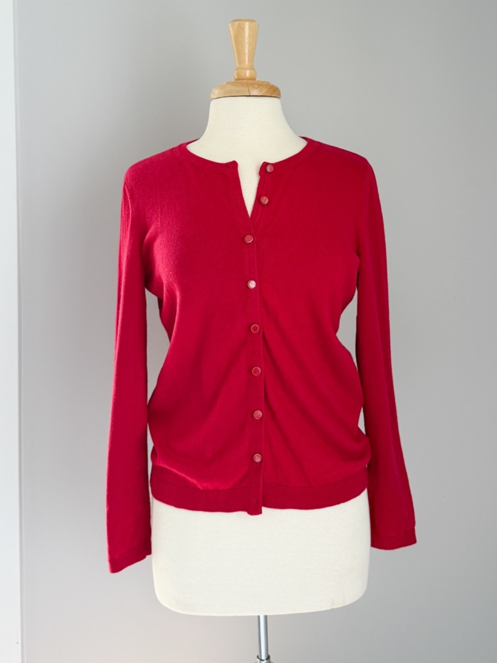 Talbots Red Cardigan Petite Medium Cashmere Blend Button Front Classic Sweater